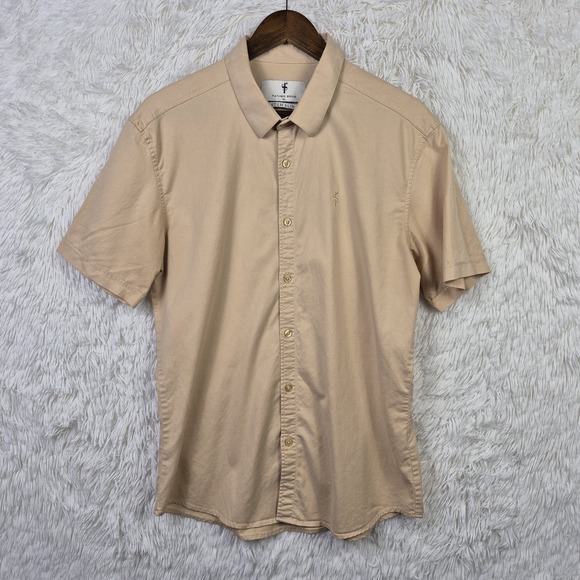 Father Sons Other - Father Sons Short Sleeve Khaki Tan Slim Fit Button‎ Up Shirt Size XL